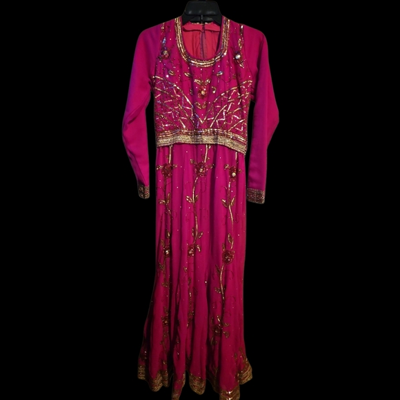 Elegant Pink and Gold Embellished Gown